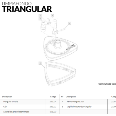 Limpiafondo triangular