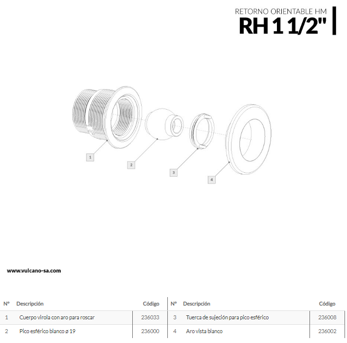 Retorno aro blanco RH 1 1/2" - Hormigón - Imagen 2