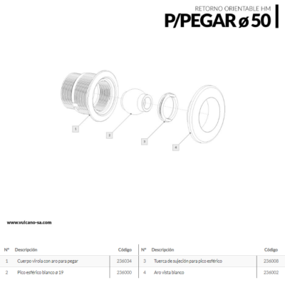 Retorno aro blanco ø 50mm – Hormigón