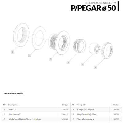 Retorno flor blanca ø 50mm – FV