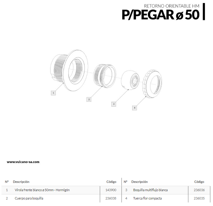 Retorno flor blanca ø 50mm - Hormigón - Imagen 2